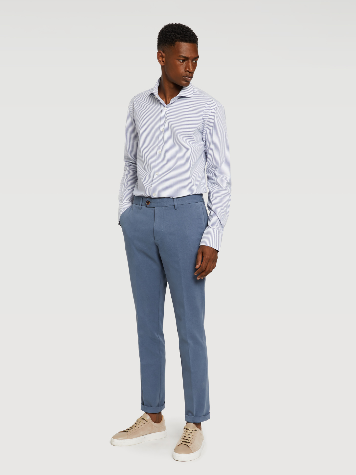 Chino Trousers Medium Blue Casual Man