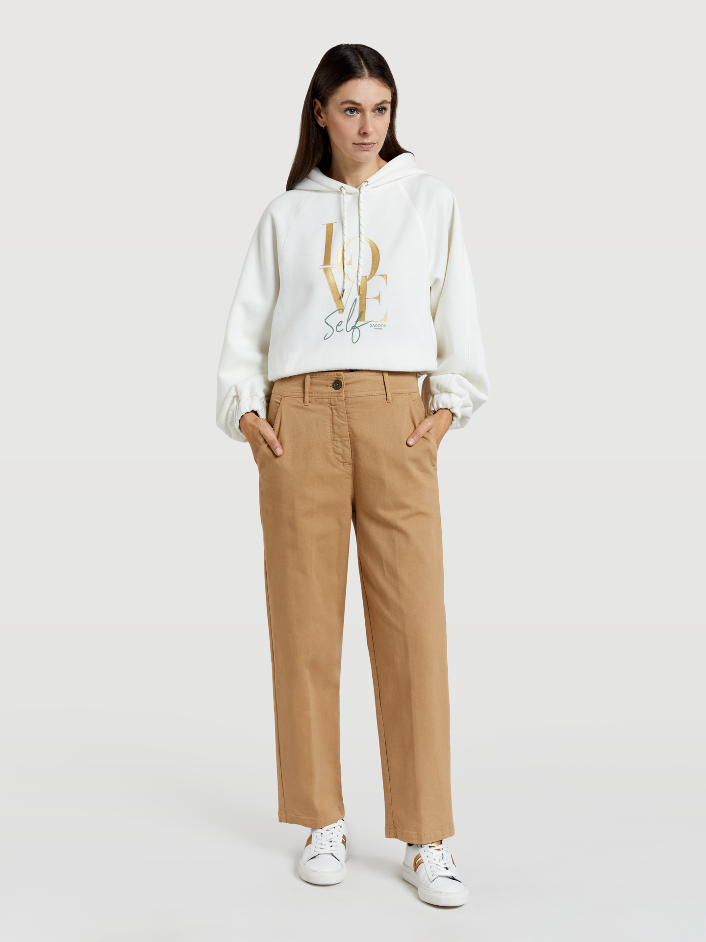 Chino Trousers Beige Casual Woman