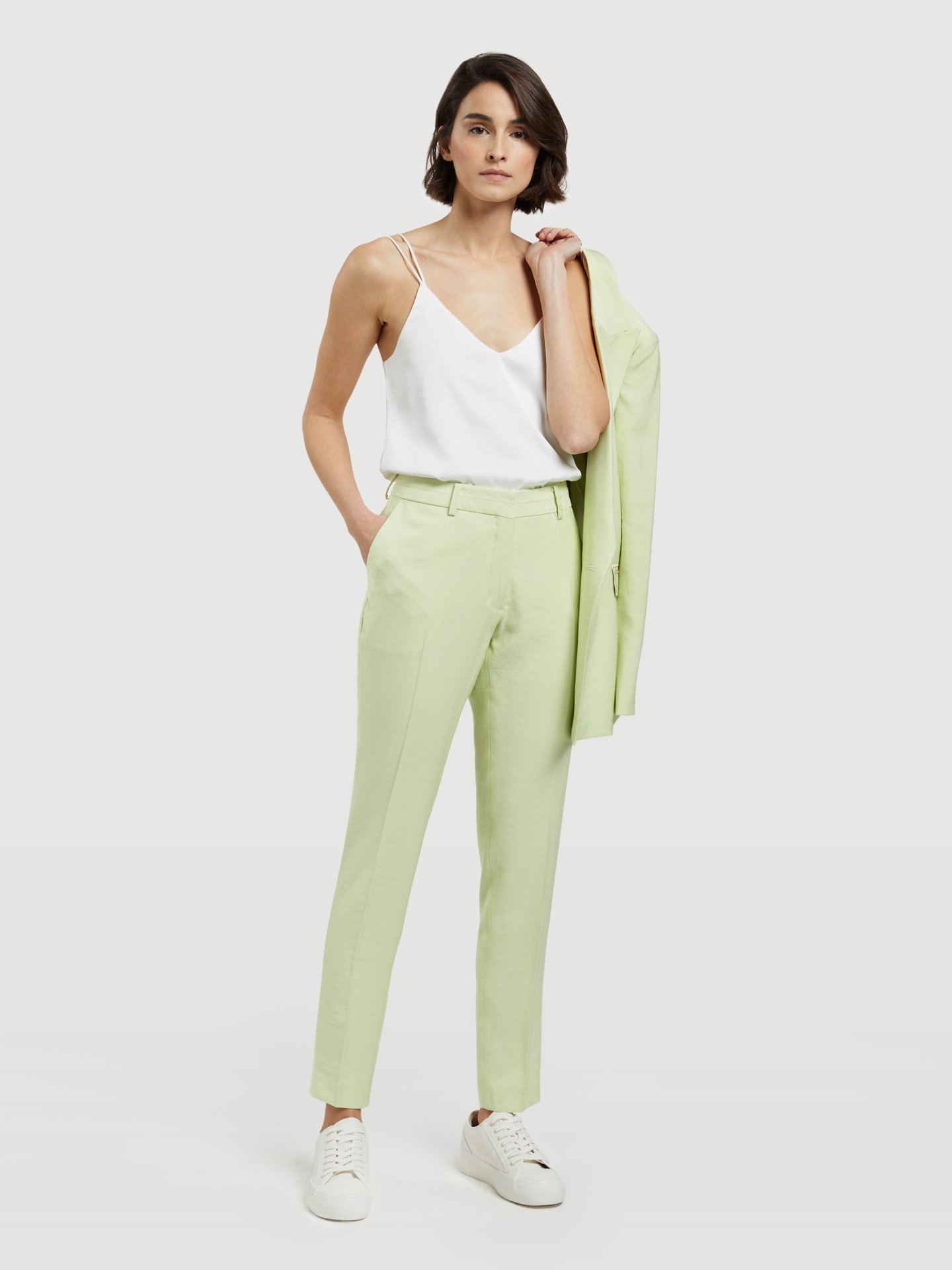 Suit Trousers Light Green Classic Woman