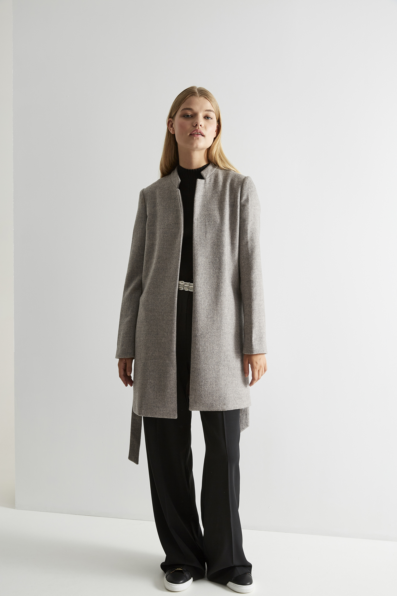 Coat Mix Grey Casual Woman