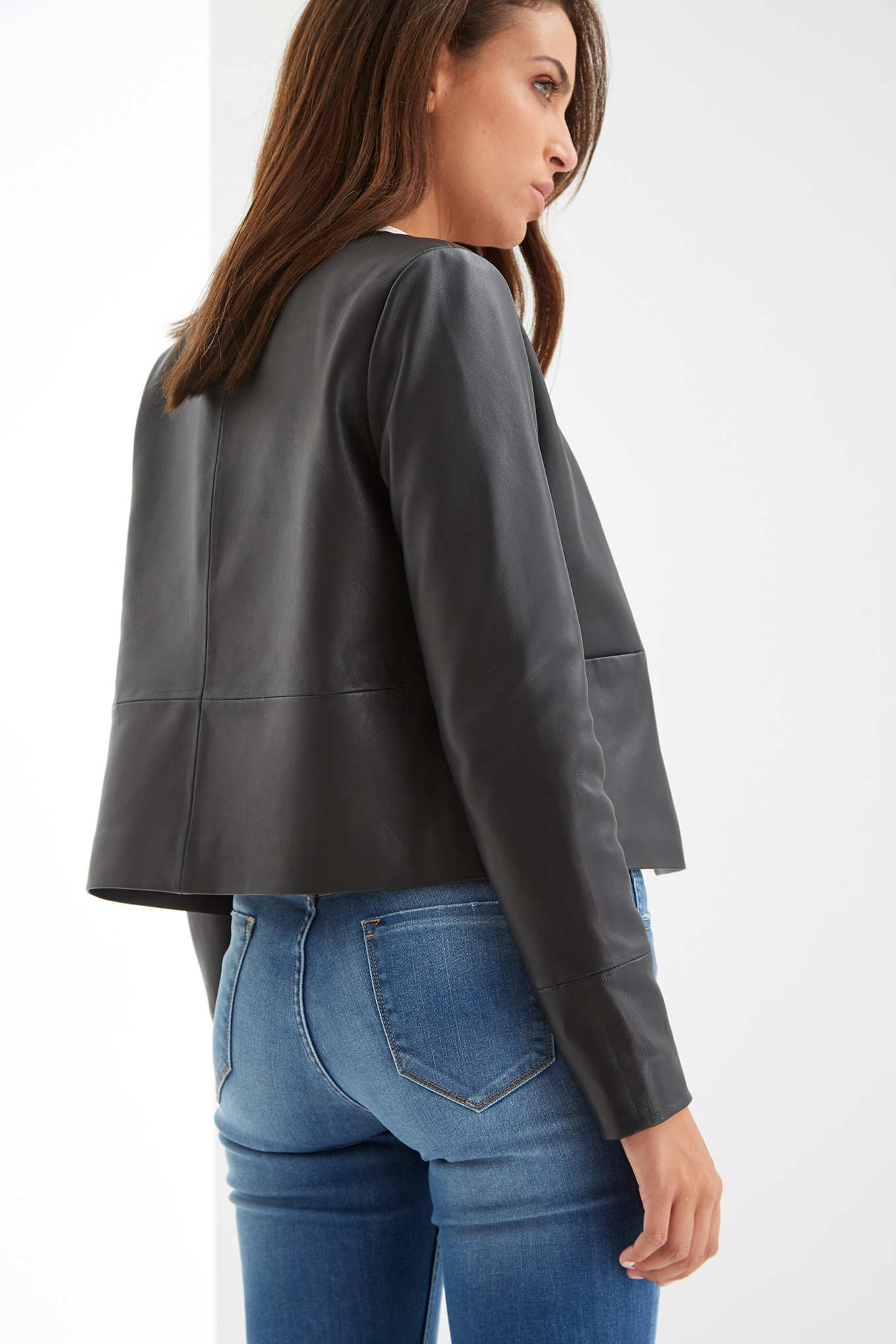 Leather Jacket Black Casual Woman