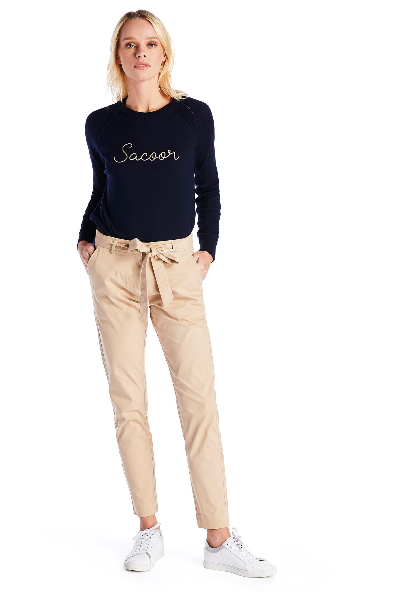 Chino Trousers Beige Casual Woman