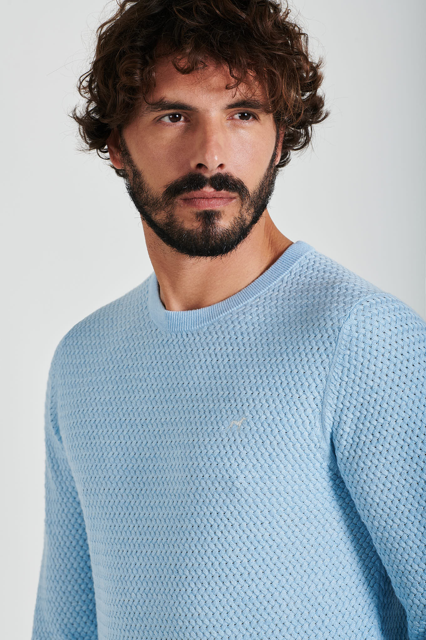 Sweater Light Blue Casual Man
