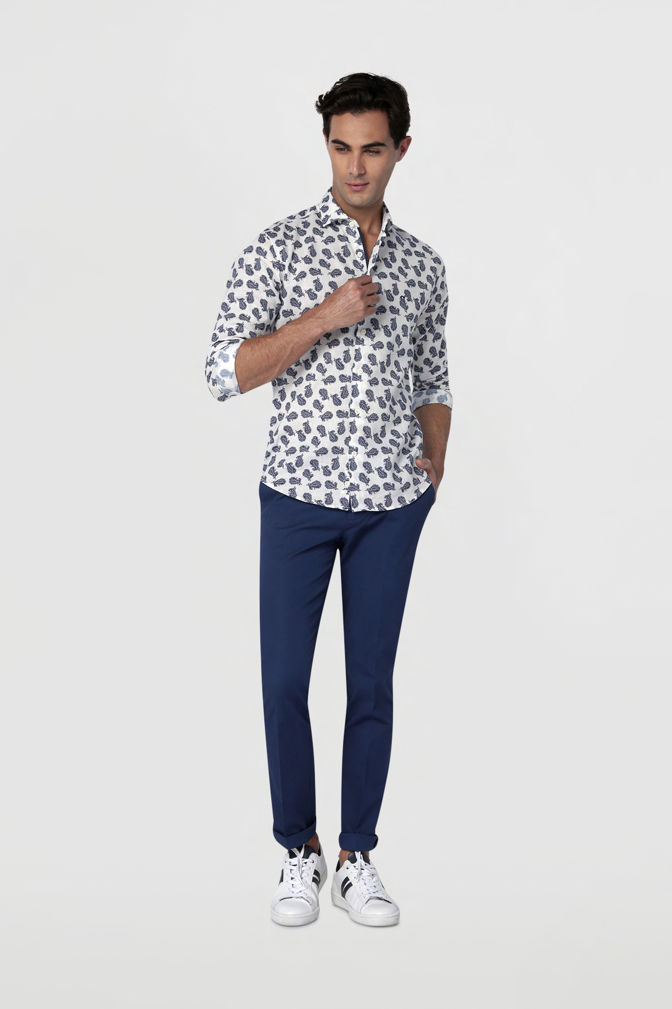 Chino Trousers Blue Casual Man