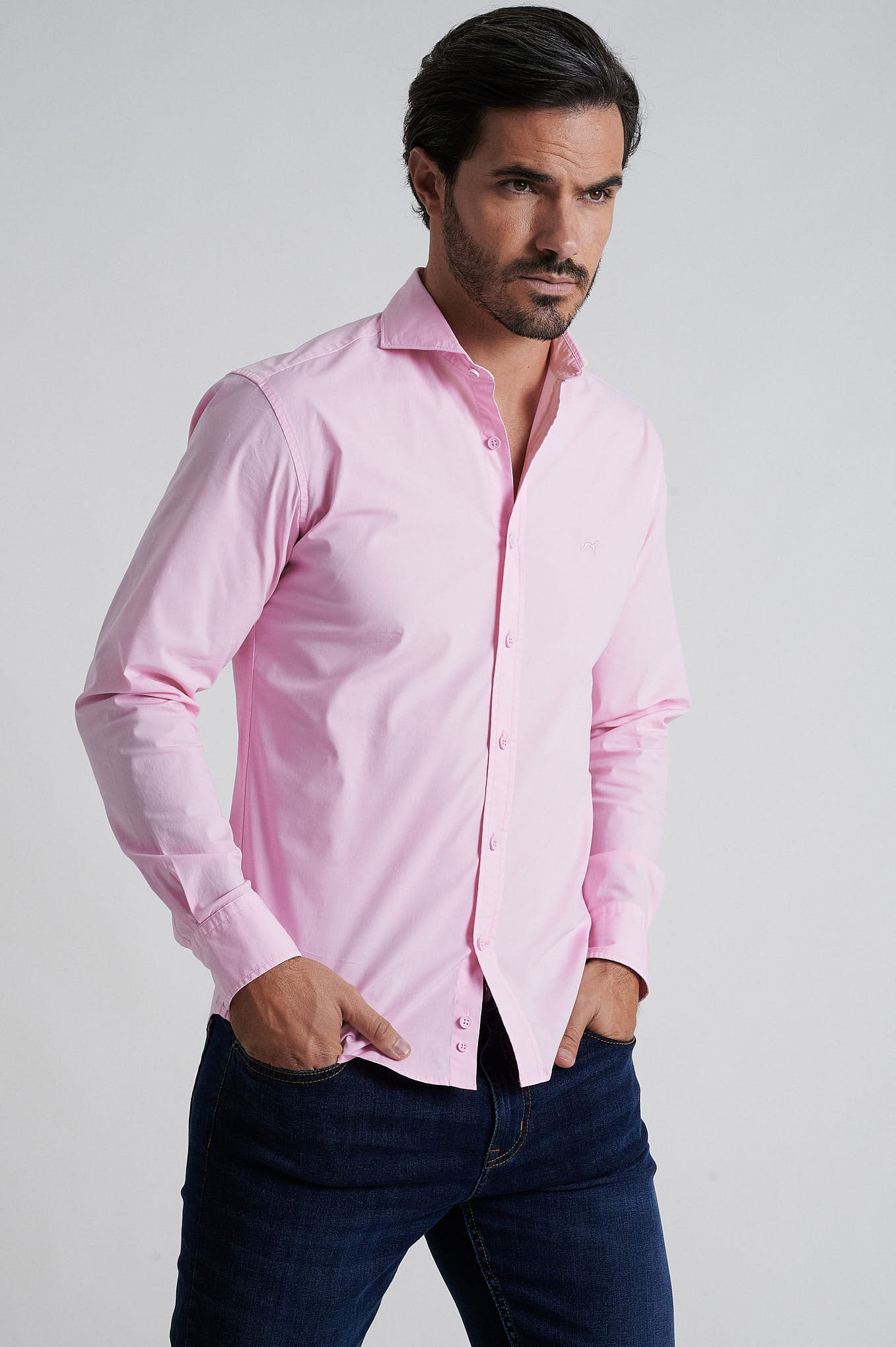 Camisa Rosa Pálido Sport Homem