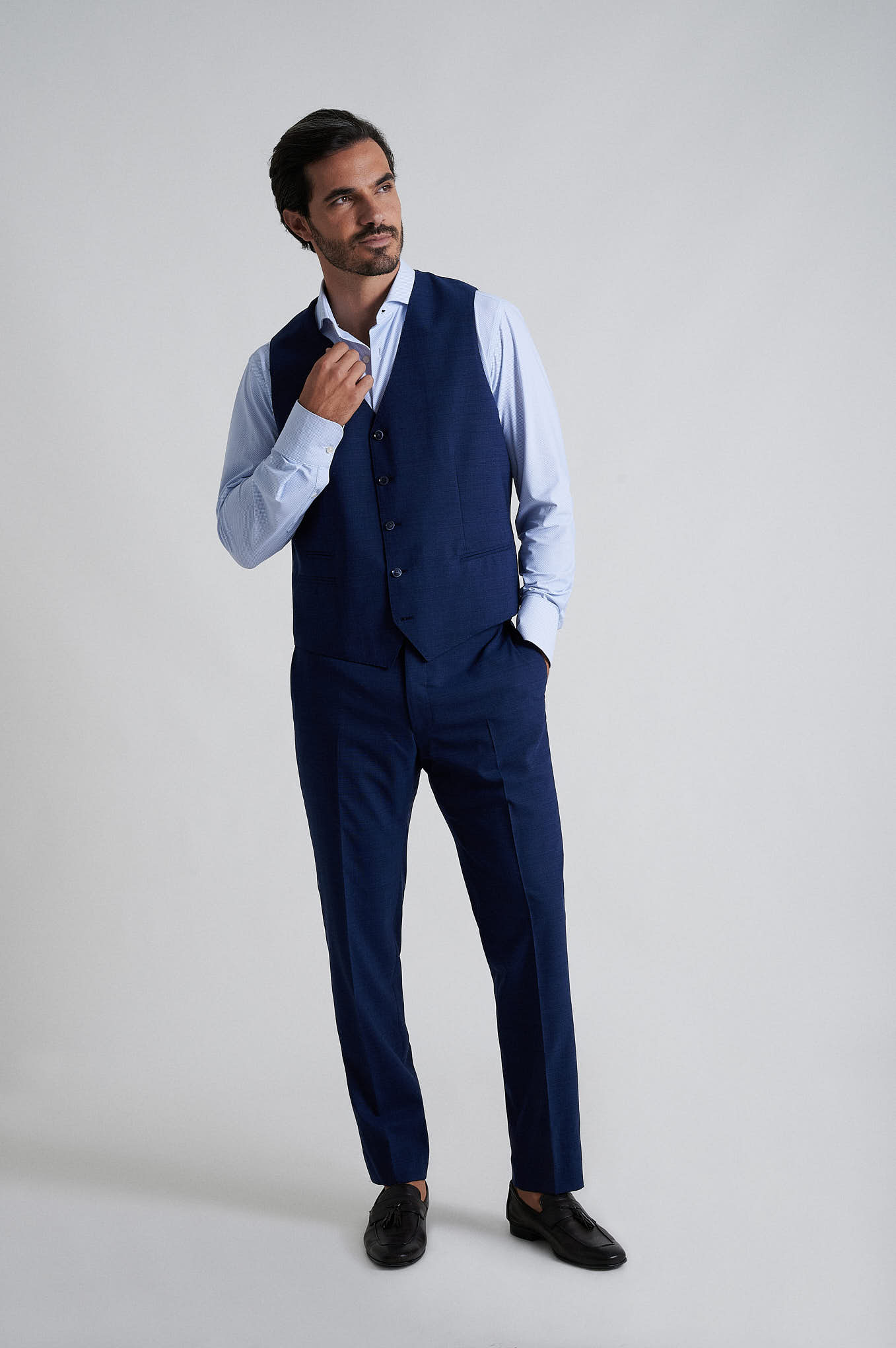 Suit Trousers Blue Formal Man