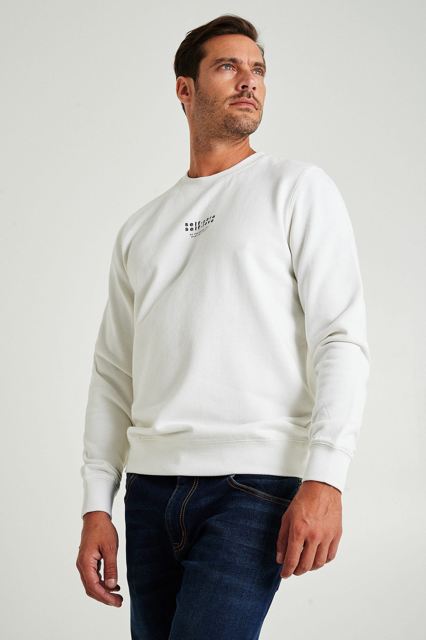 Sweatshirt White Relax Man