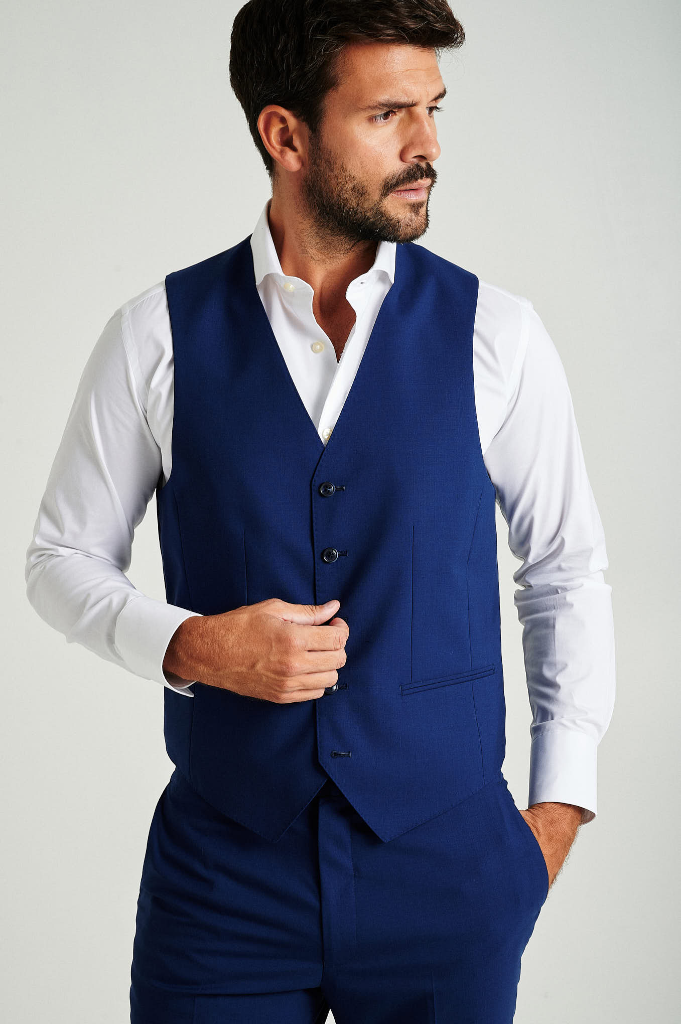 Suit Vest Blue Formal Man