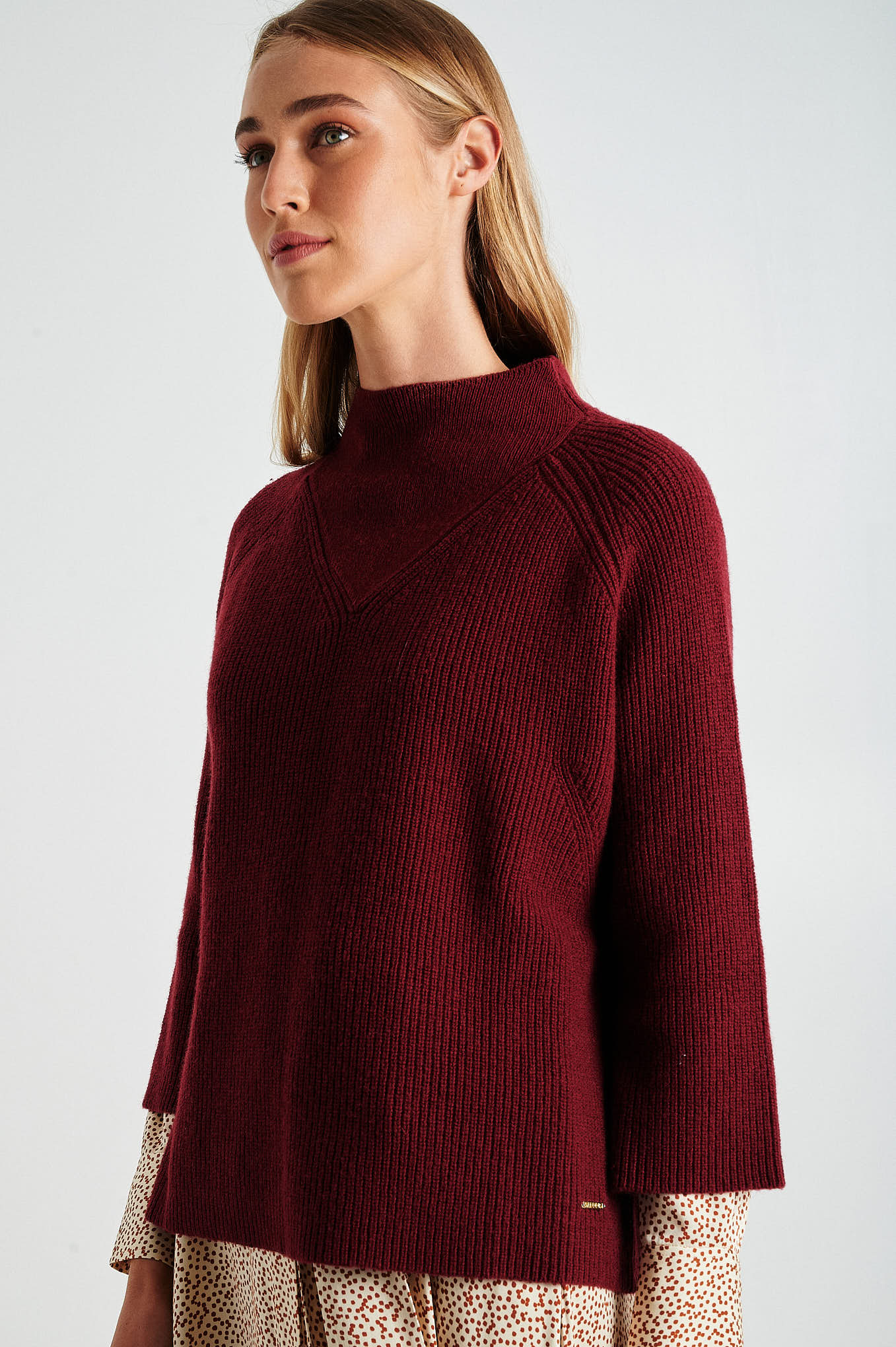 Sweater Dark Red Casual Woman