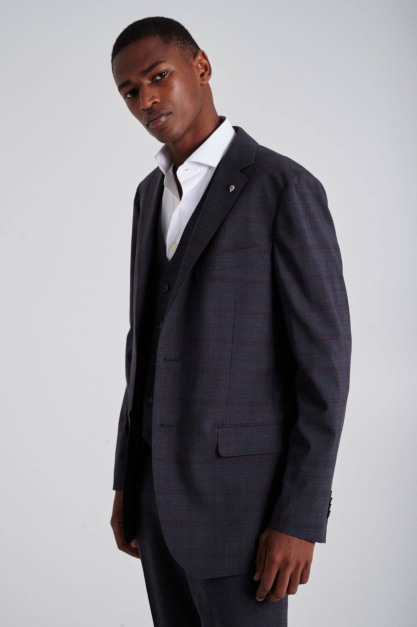 Suit with Vest Dark Grey Formal Man