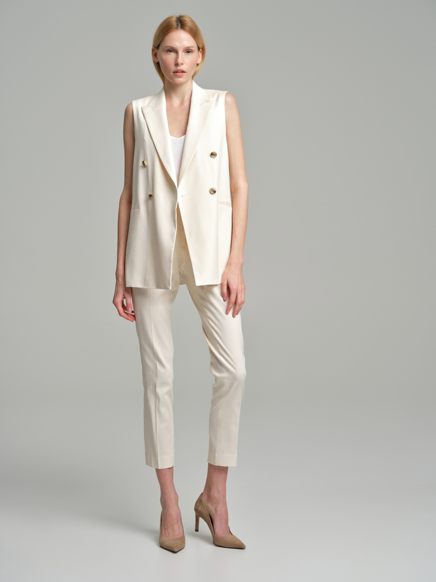 Suit Trousers White Classic Woman