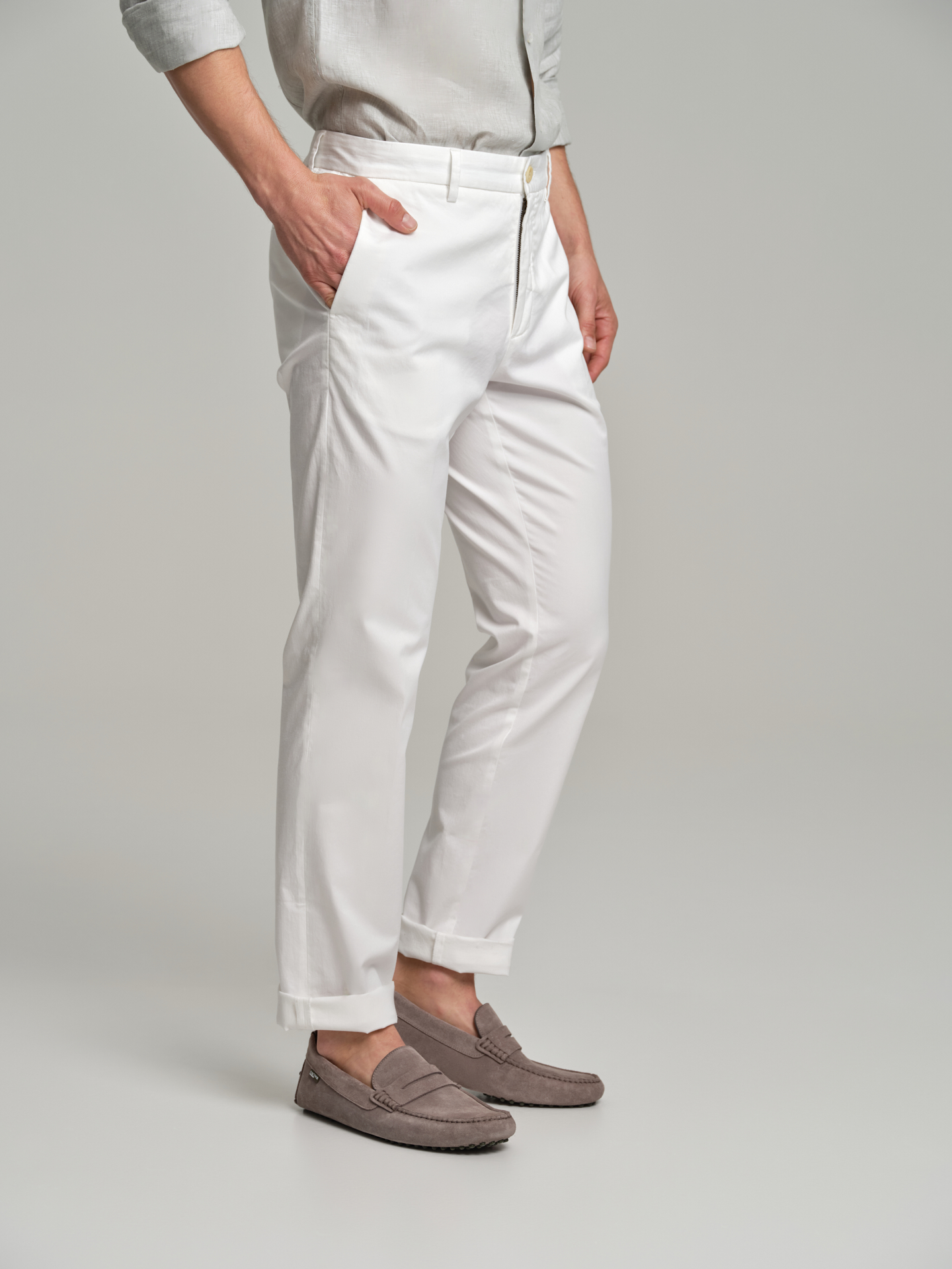 Chino Trousers White Sport Man