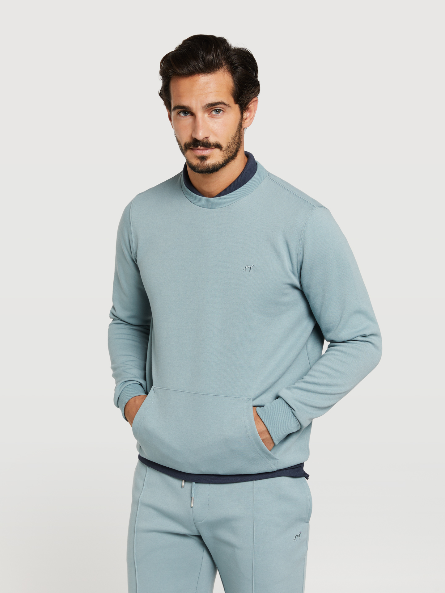 Sweatshirt Light Turquoise Sport Man